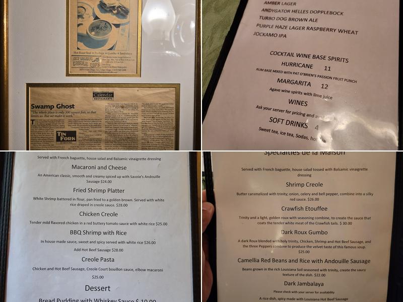 New Orleans Creole Cafe Menu
