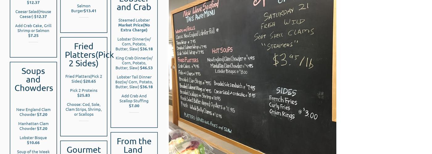 New Wave Seafood Inc Menu