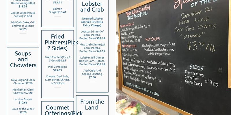 New Wave Seafood Inc Menu