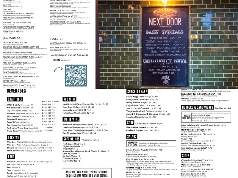 Next Door Street Bar Menu