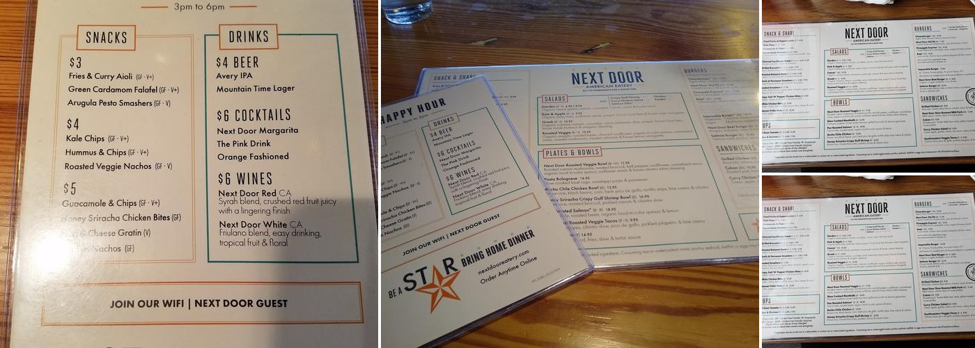 Next Door American Eatery Menu