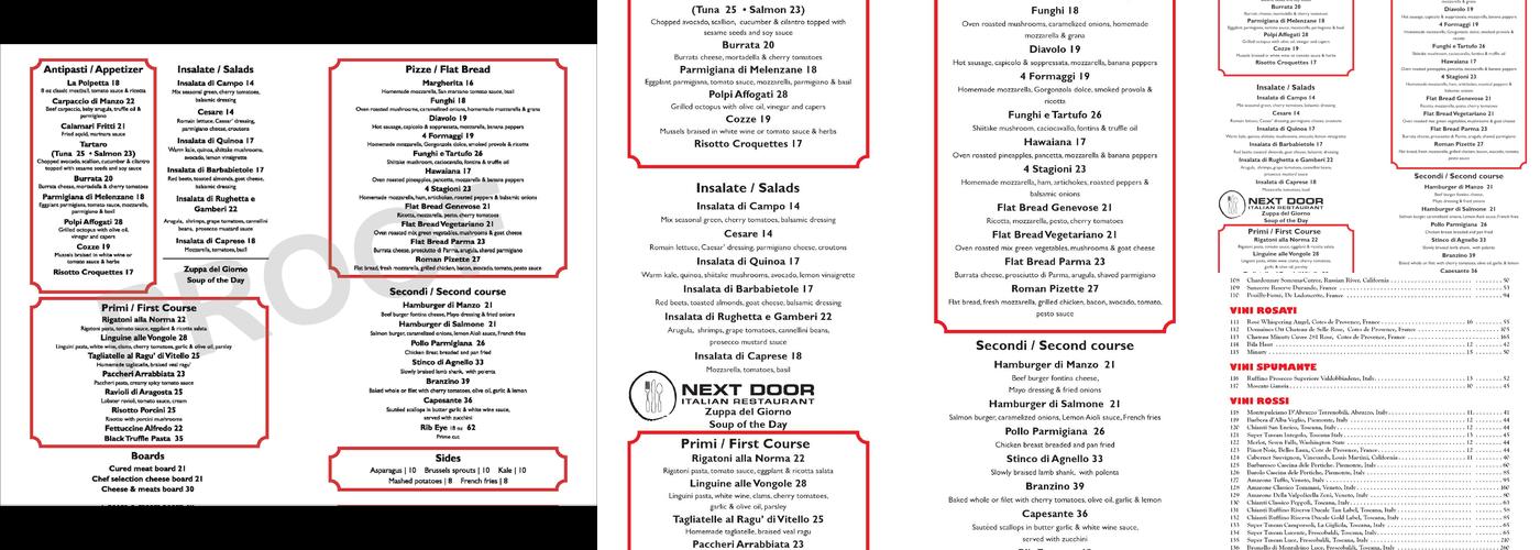 Next Door Menu