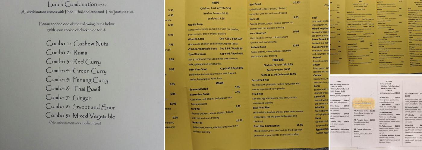 Thai Time Menu