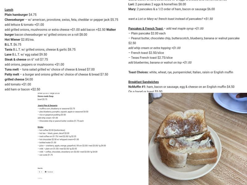 Nick & Joan's Place Menu