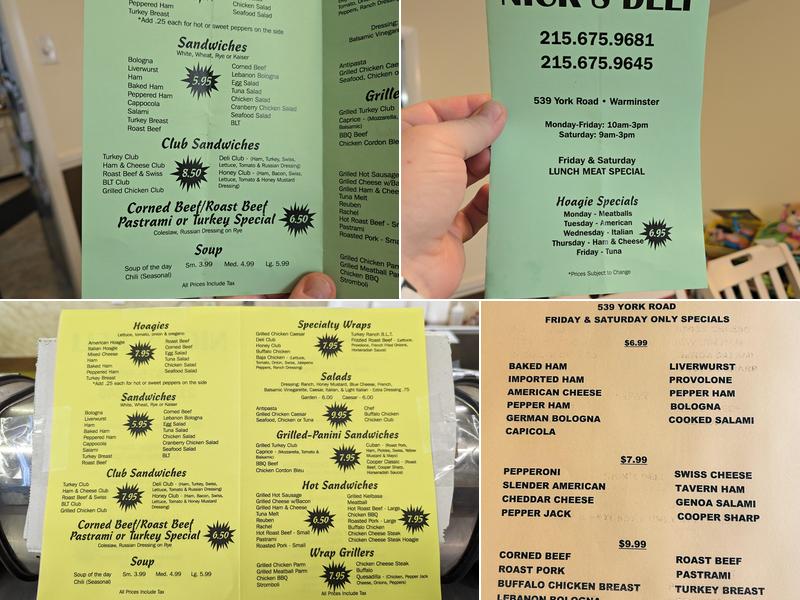 Nick's Deli Menu