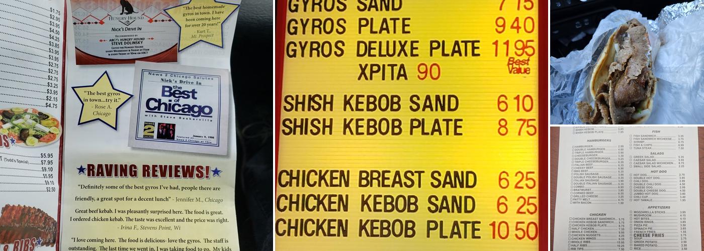 Nick's Drive-In Menu