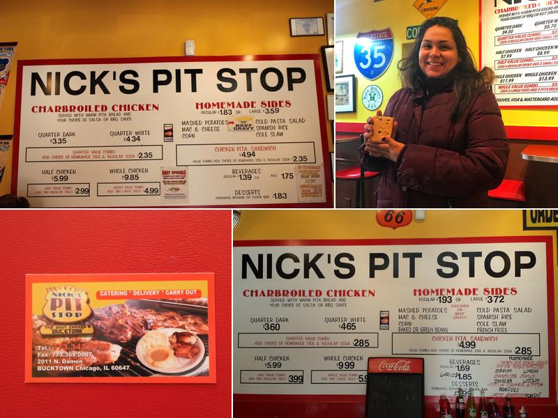 Nick's Pit Stop Menu
