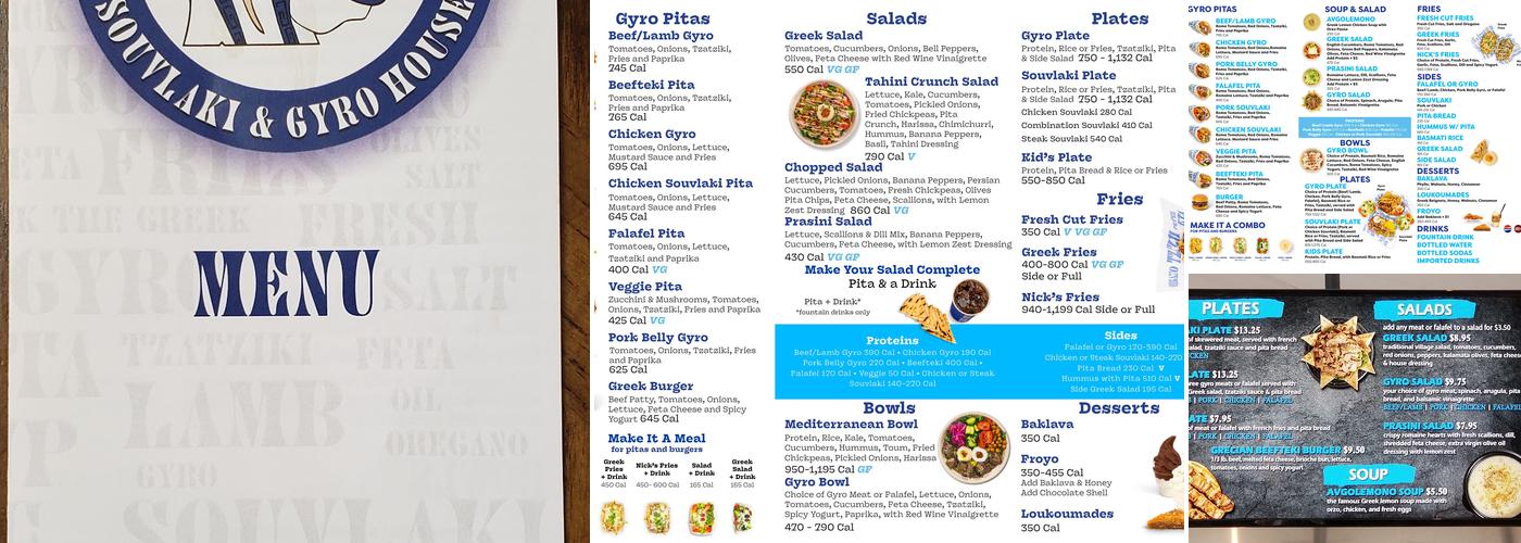 nick the greek Menu
