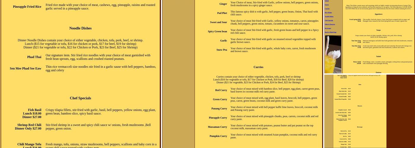 Nicky's Thai Kitchen Menu