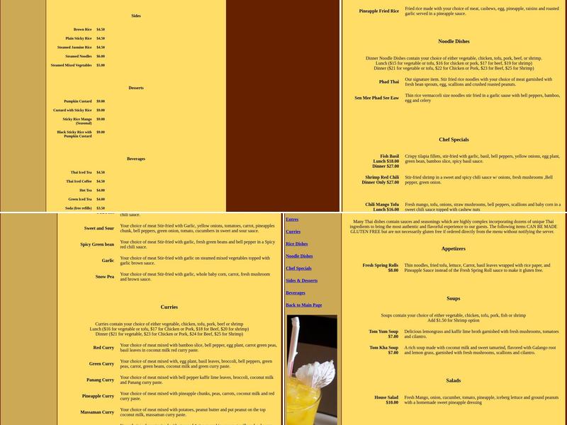Nicky's Thai Kitchen Menu