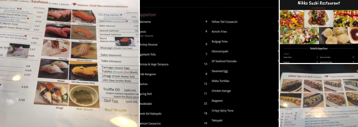 Nikko Sushi Menu