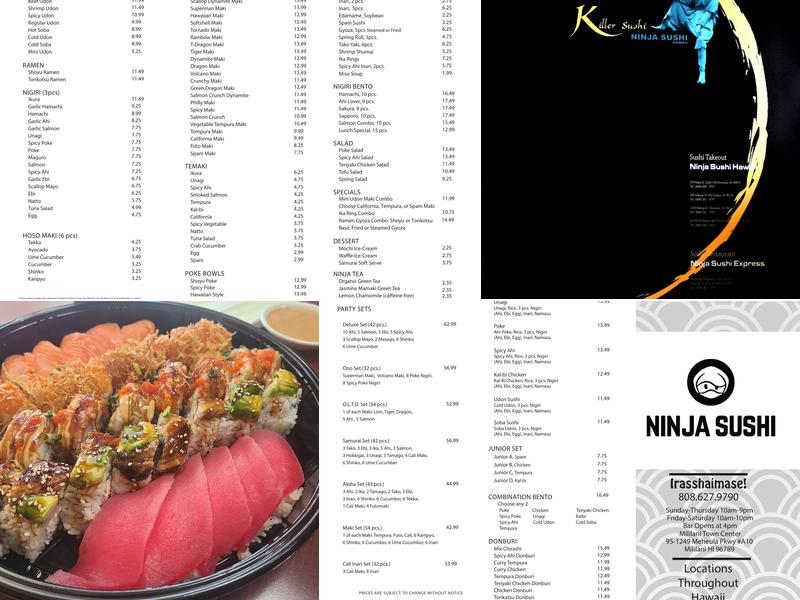 Ninja Sushi Menu