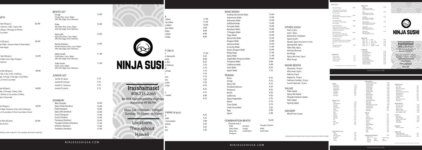 Ninja Sushi Menu