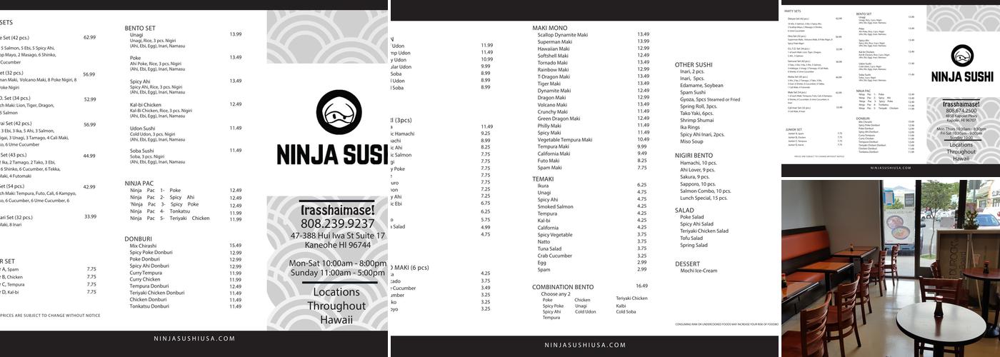 Ninja Sushi Menu
