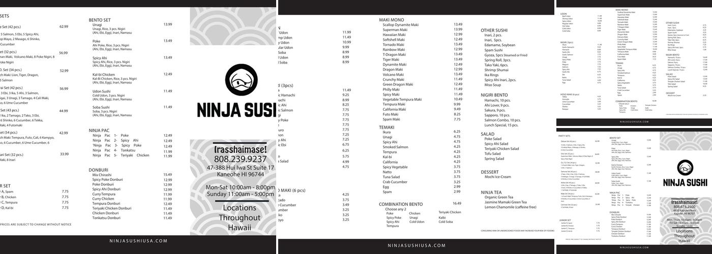 Ninja Sushi Menu