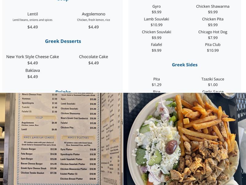 Nino's Greek cafe Menu
