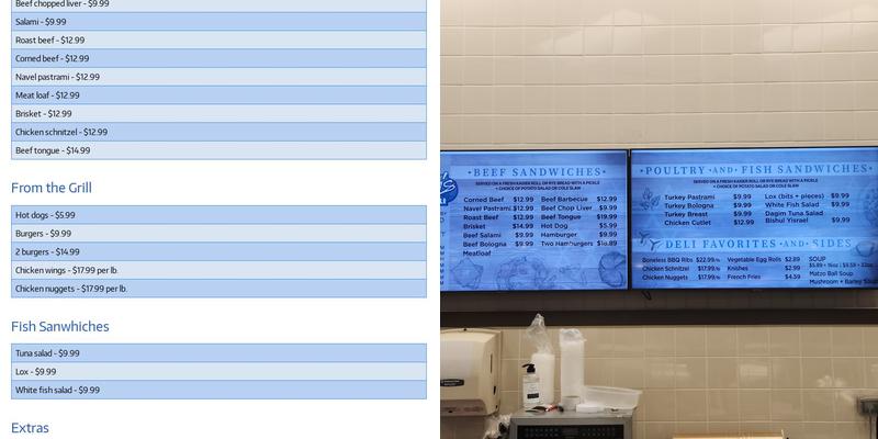 Nissan's Kosher Deli Menu