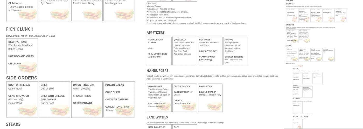 Nite Hawk Menu