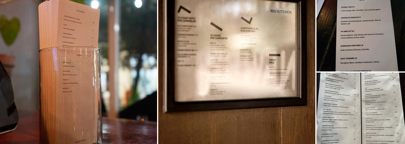 NIU Kitchen Menu