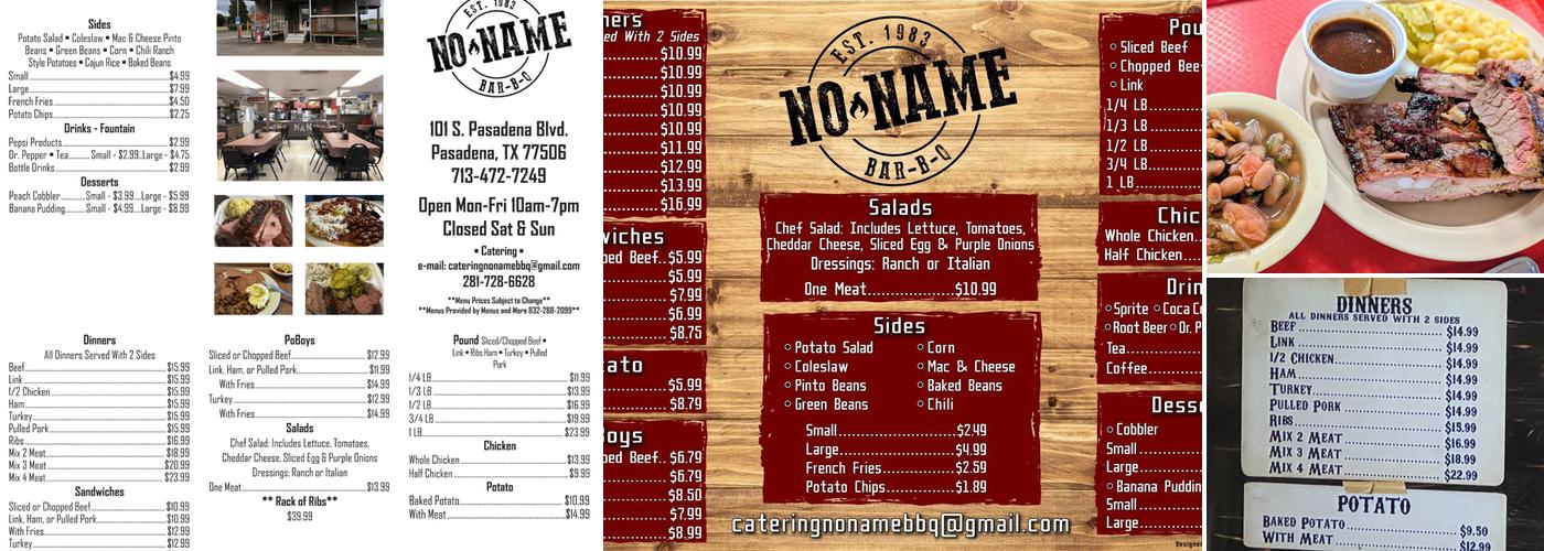 No Name Bar-B-Q Menu
