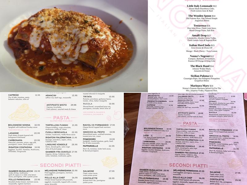 Nonna + Zucchero Menu