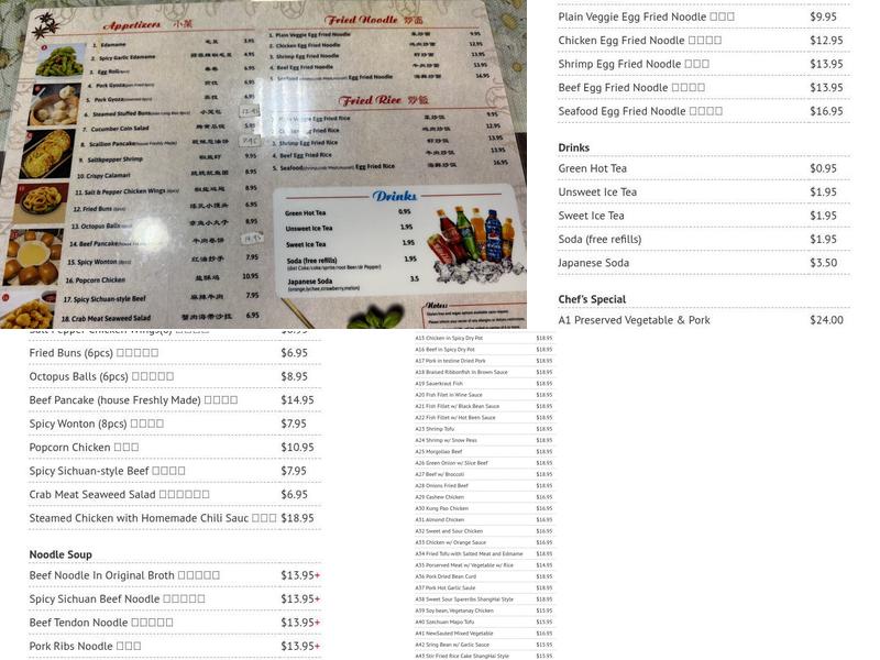Noodle King Menu