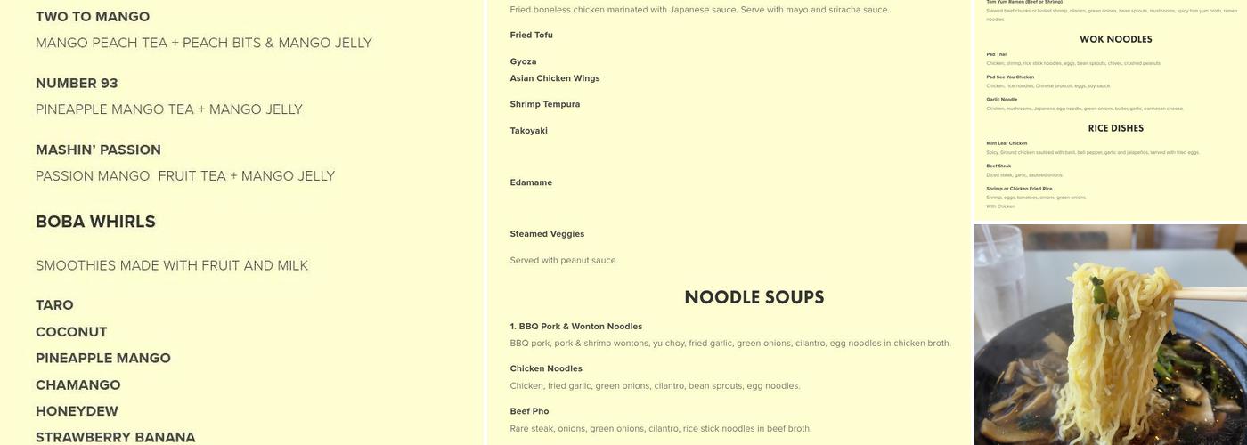Noodle World Menu