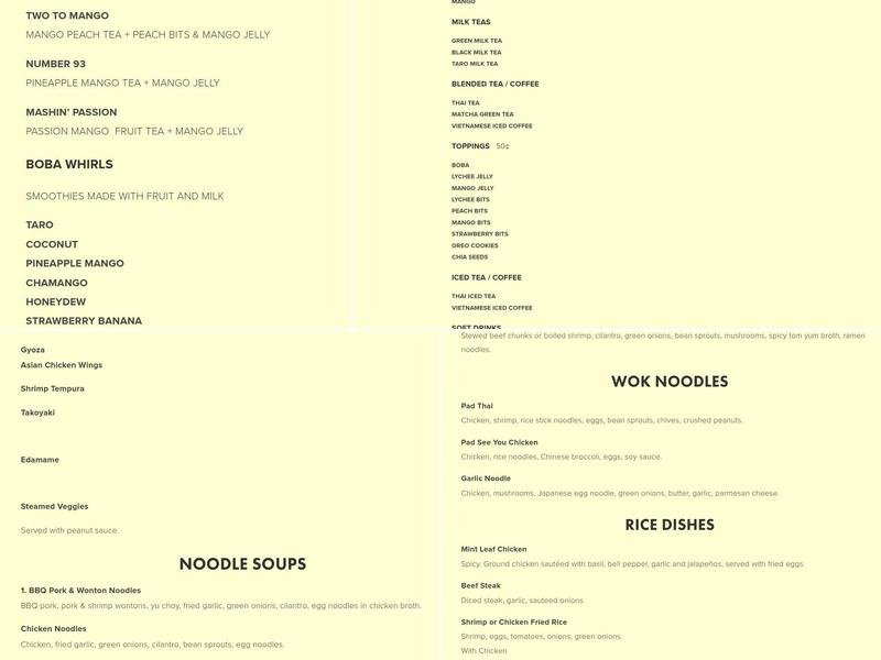 Noodle World Menu