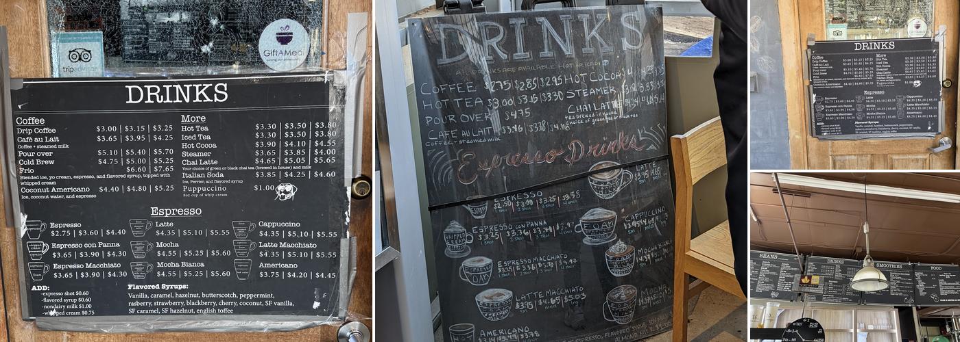 Northwest Coffee Roasting Menu