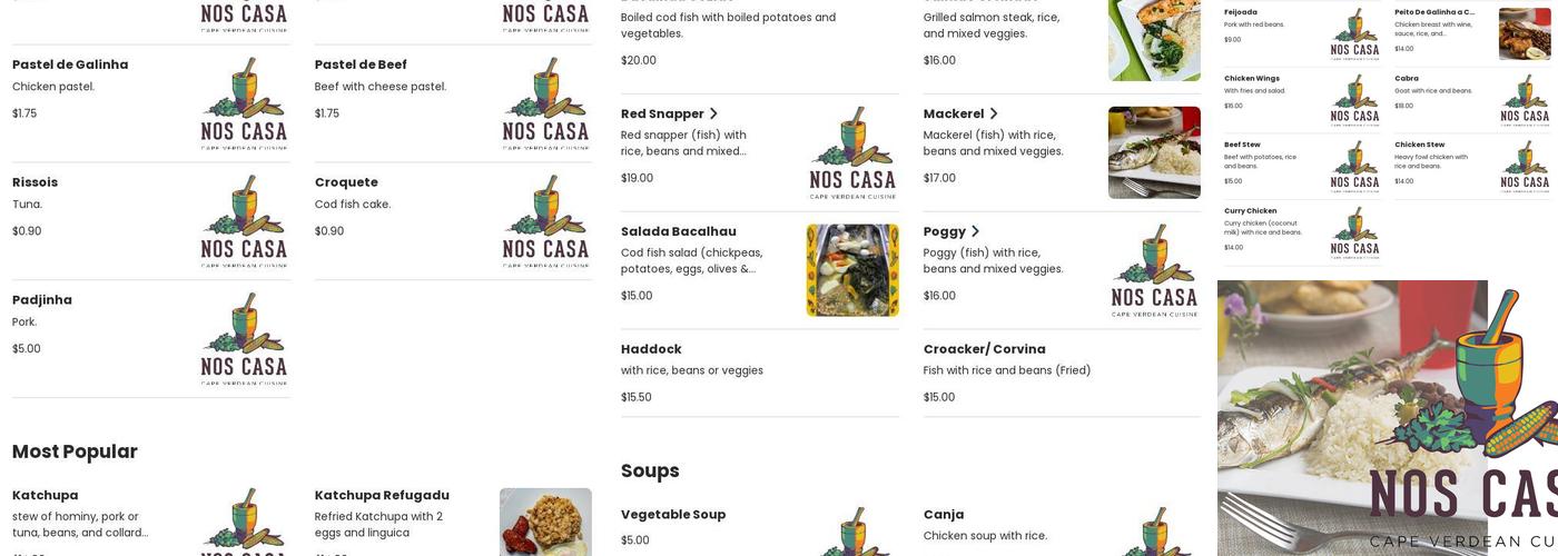 Nos Casa Cafe Menu