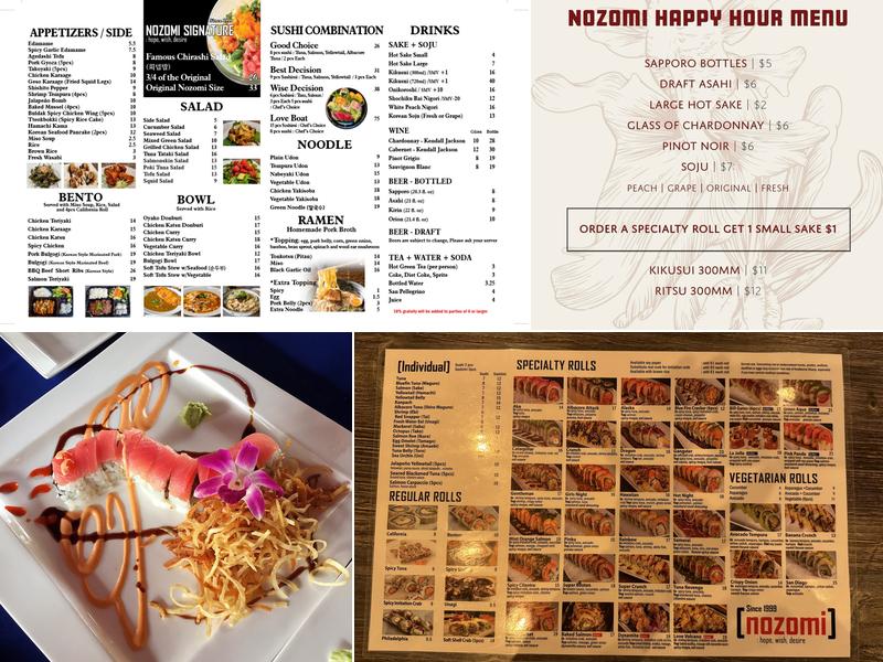 Nozomi Sushi La Jolla Menu