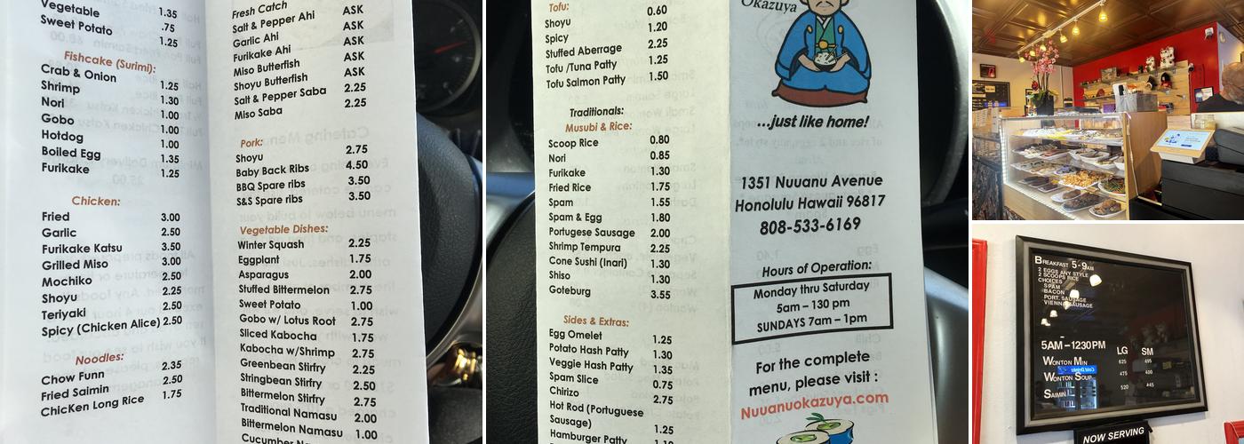 Nu'uanu Okazuya Menu
