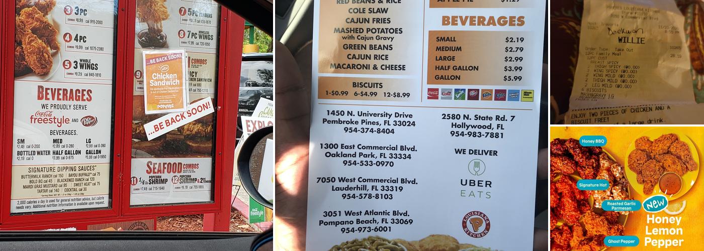 Popeyes Louisiana Kitchen Menu