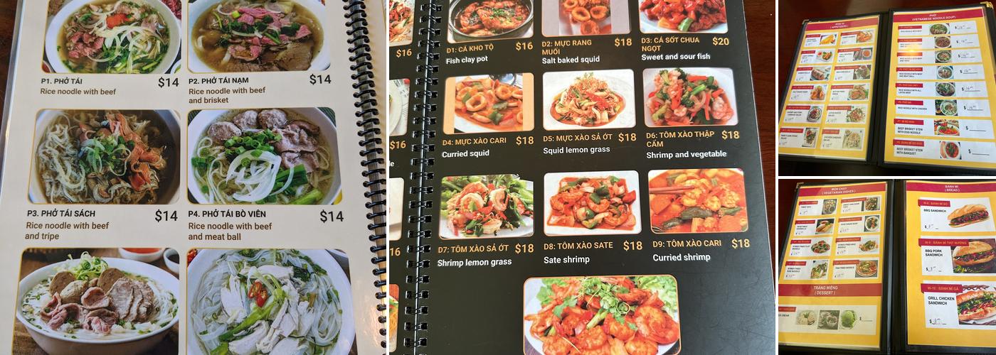 Number One Pho Menu