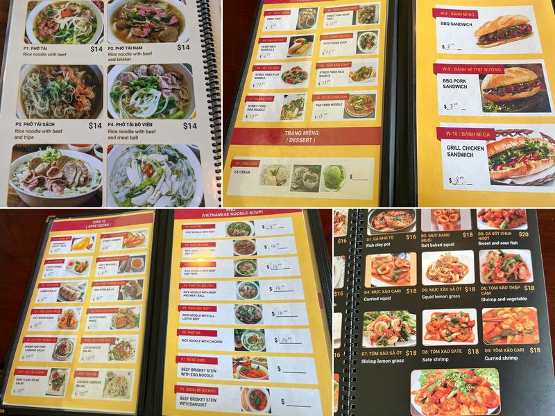 Number One Pho Menu