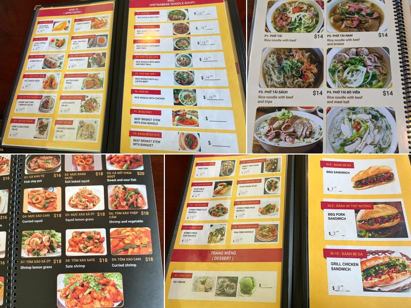 Number One Pho Menu