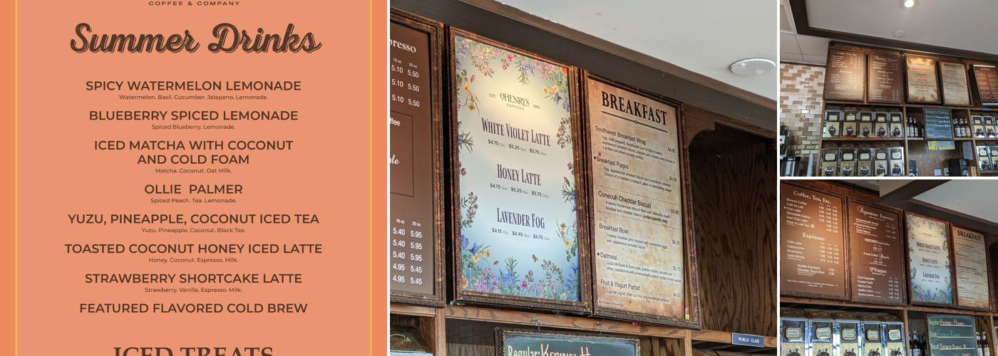 OHenry's Coffees Menu