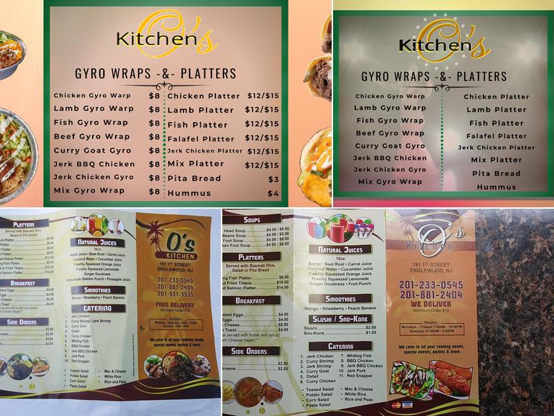 O's kitchen Menu