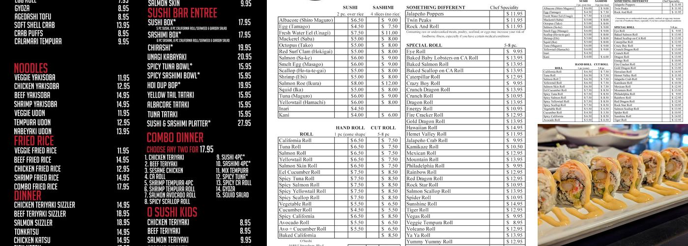 O Sushi Restaurant Menu