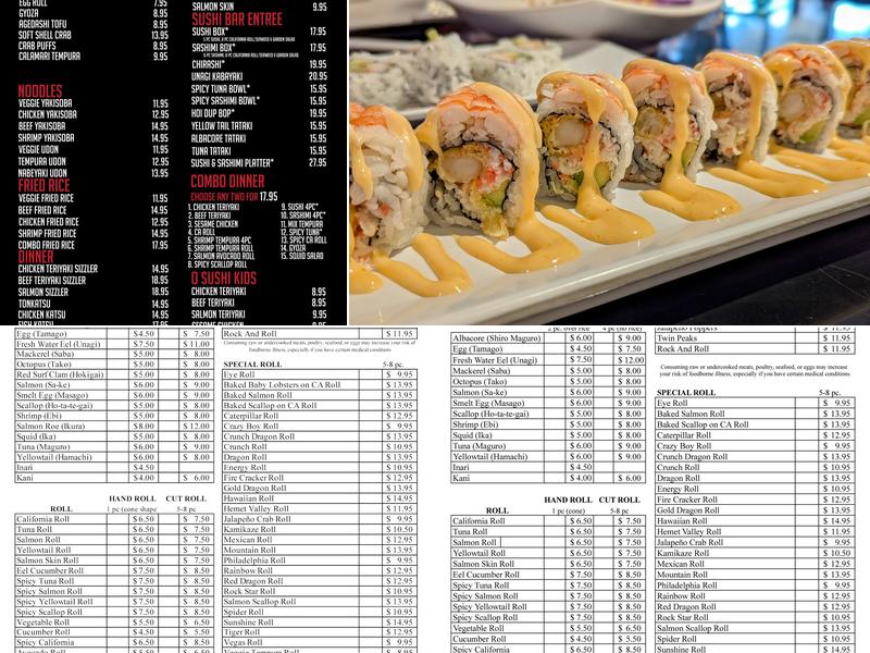 O Sushi Restaurant Menu