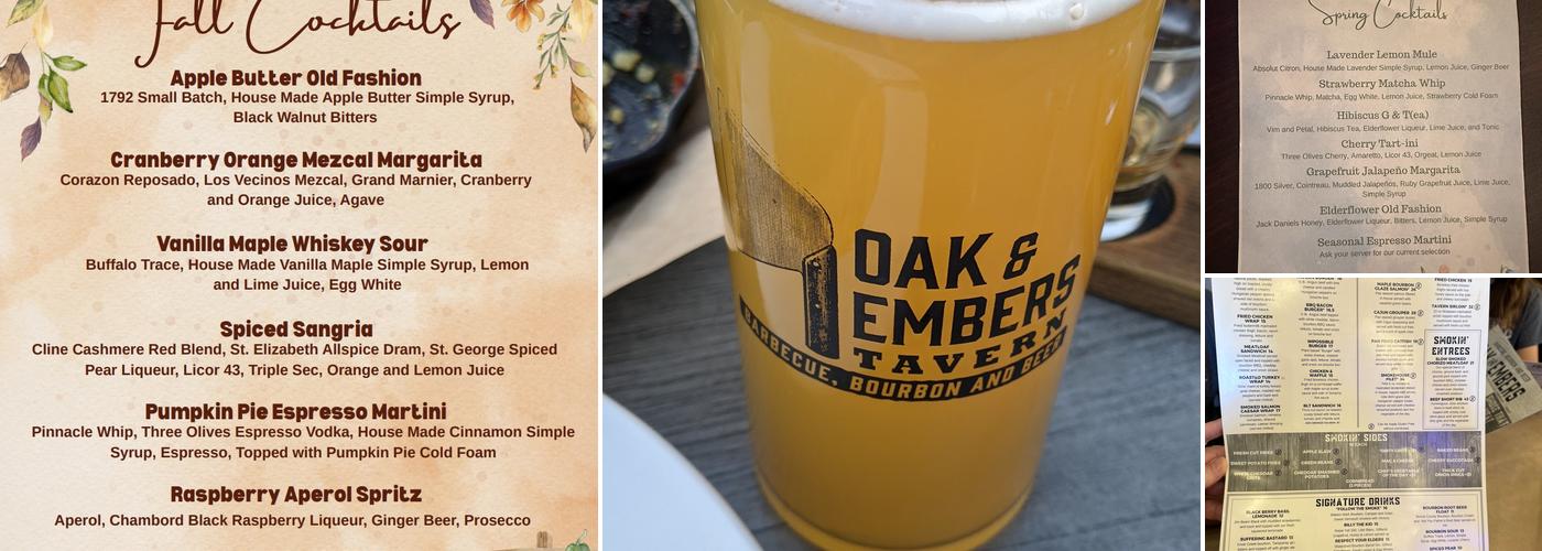 Oak and Embers Tavern Hudson Menu