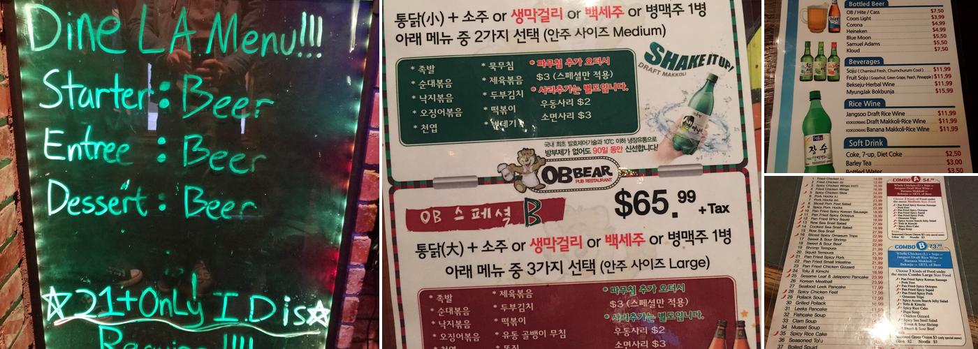 OB Bear Menu