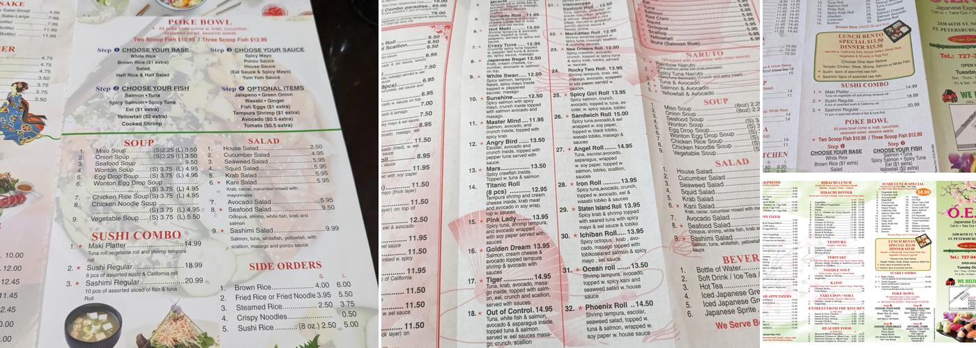 O.E.C JAPANESE EXPRESS Menu