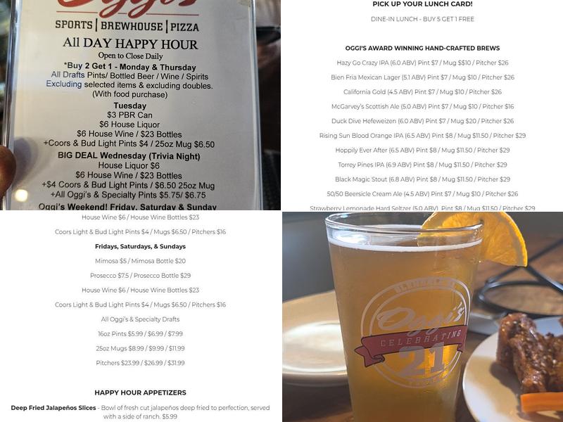 Oggi's Sports | Brewhouse | Pizza Menu