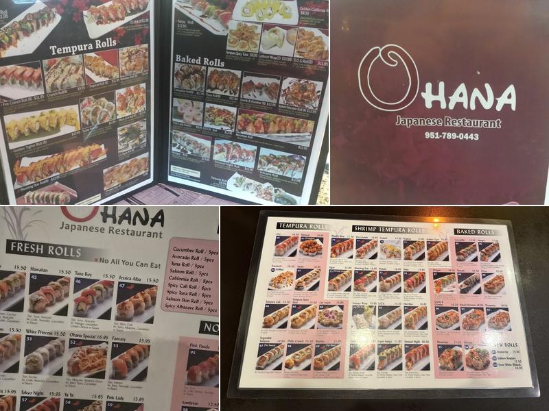 Ohana Sushi Menu