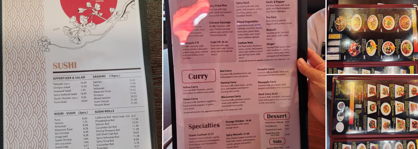 Thai Thai Menu