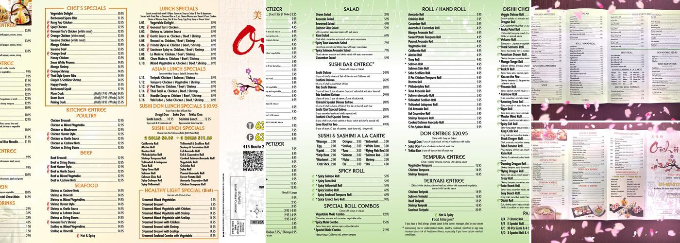 Oishii Asian fusion Menu