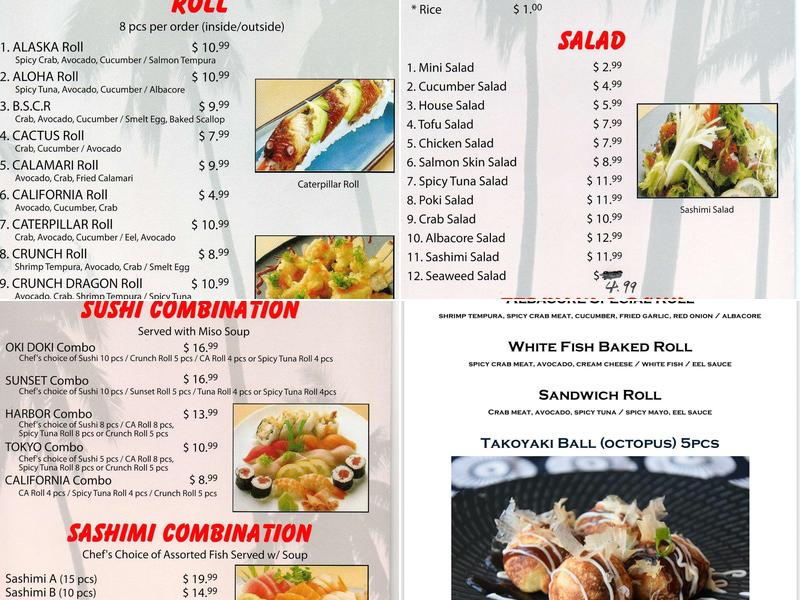 Oki Doki Sushi Menu