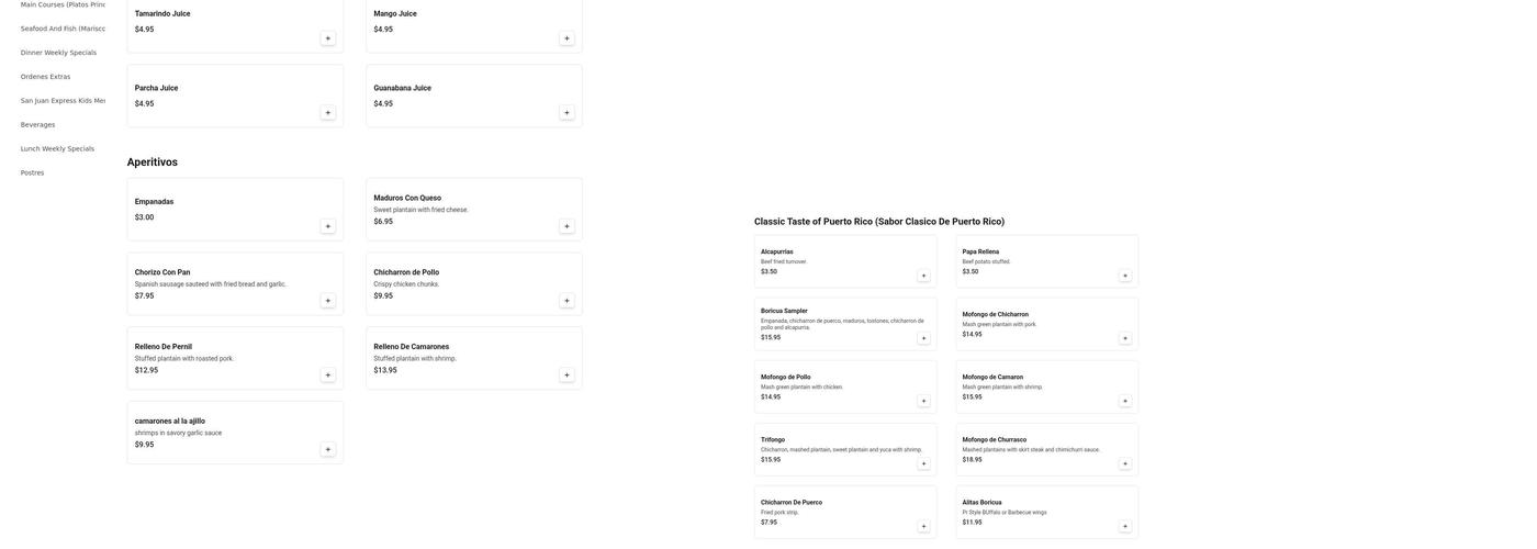 Old San Juan Express Menu