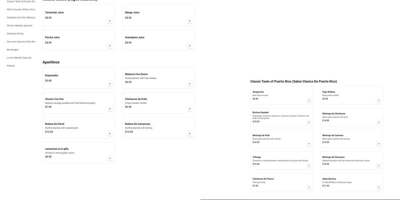 Old San Juan Express Menu